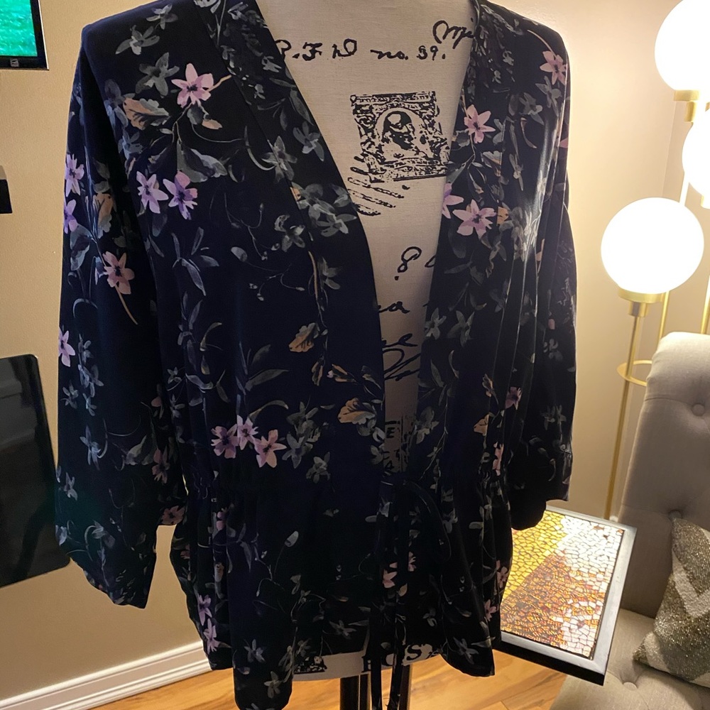 Express silk kimono tie front blouse